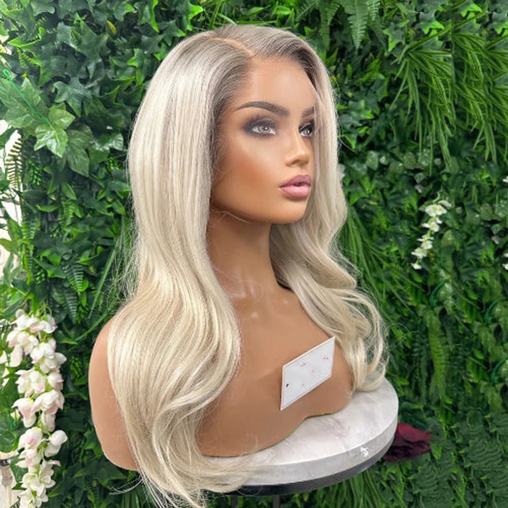 Rooted Platinum Ash Blonde Full Lace Wig - HairNjoy