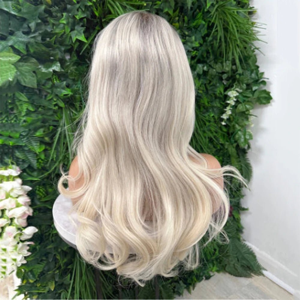 Rooted Platinum Ash Blonde Full Lace Wig - HairNjoy