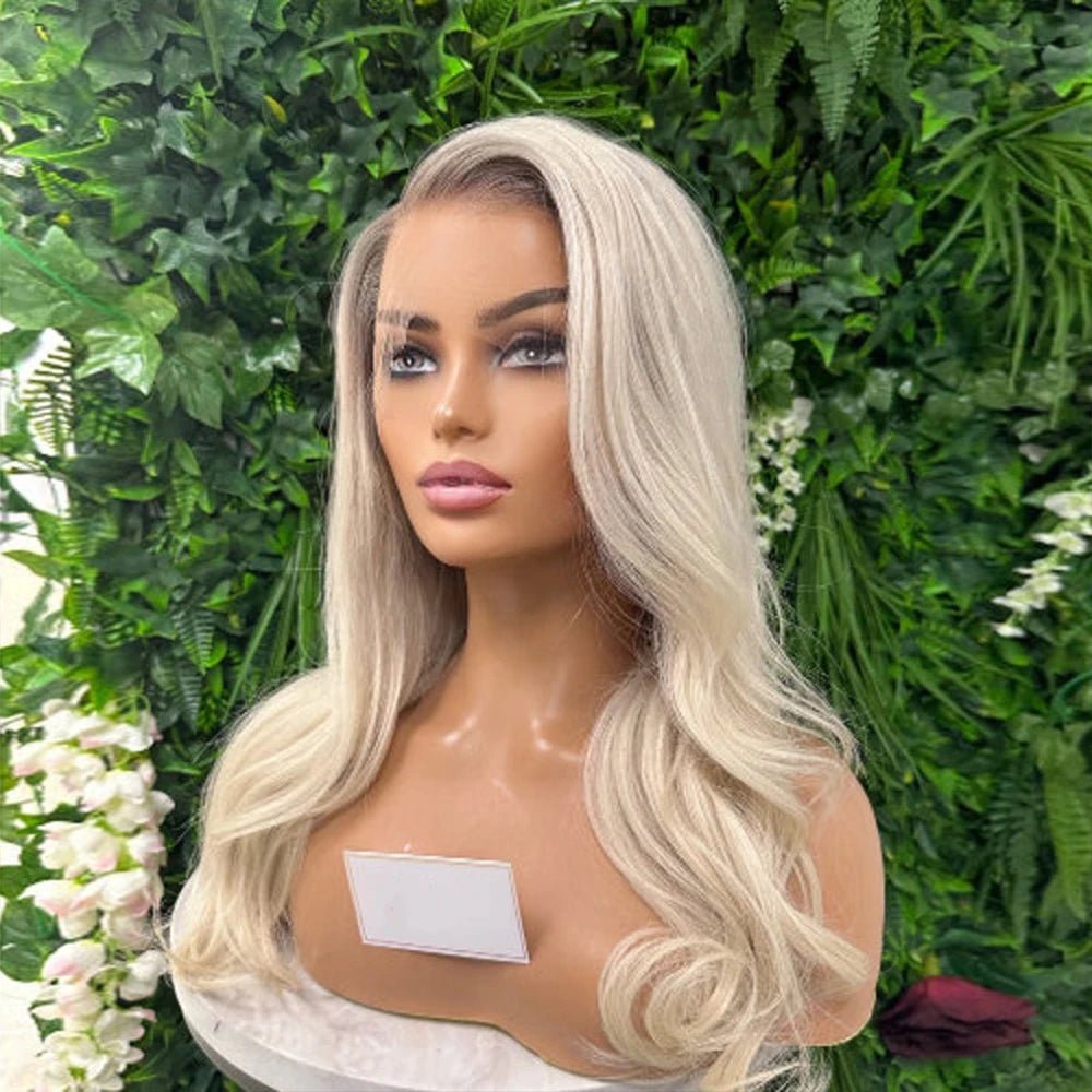 Rooted Platinum Ash Blonde Full Lace Wig - HairNjoy