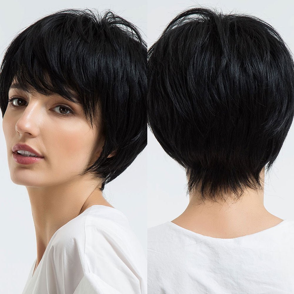 Short Black Wigs with Bangs - HairNjoy