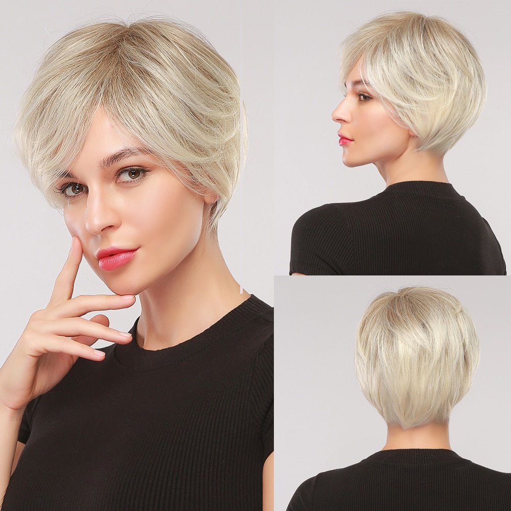 Short Blonde Wigs with Bangs - HairNjoy