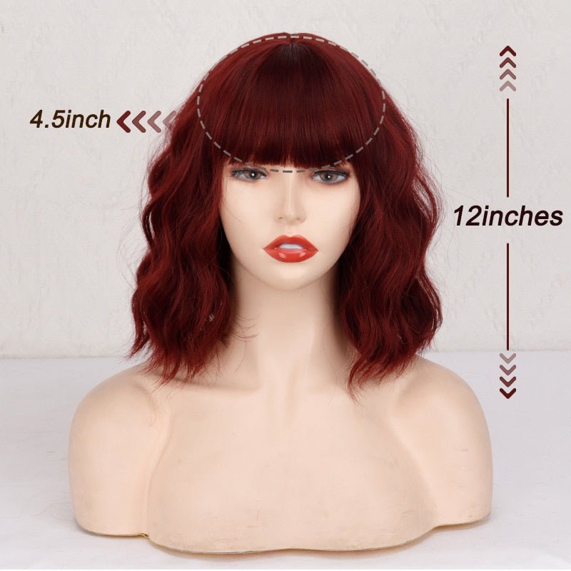 Short Burgundy Bob Synthetic Wigs - HairNjoy