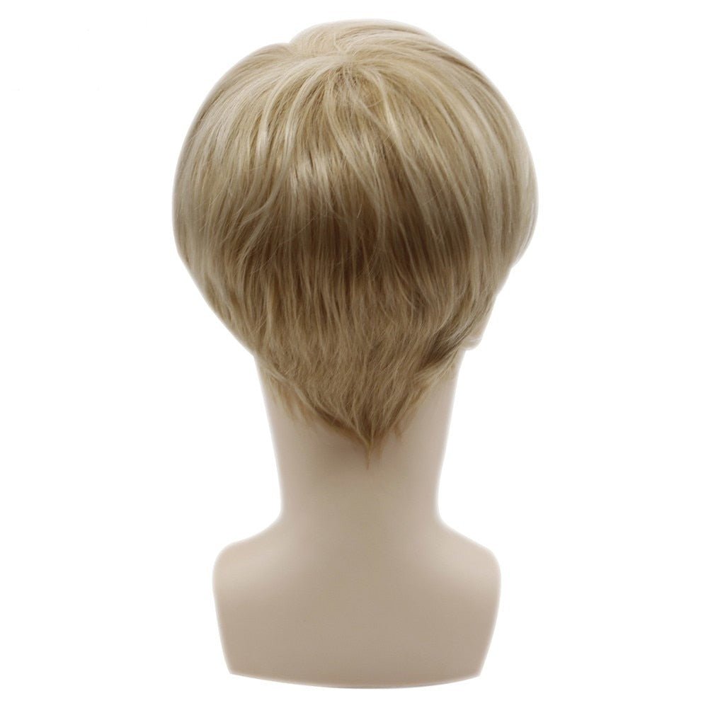 Short Men Blonde Straight Synthetic Wig - HairNjoy