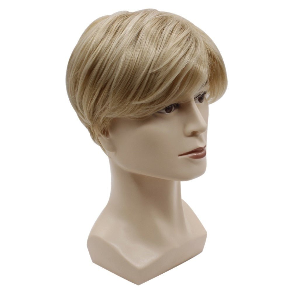 Short Men Blonde Straight Synthetic Wig - HairNjoy
