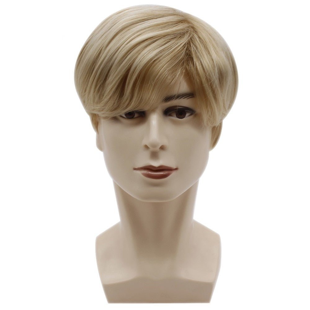 Short Men Blonde Straight Synthetic Wig - HairNjoy