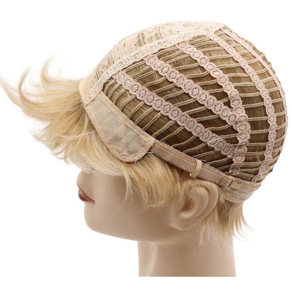 Short Men Blonde Straight Synthetic Wig - HairNjoy