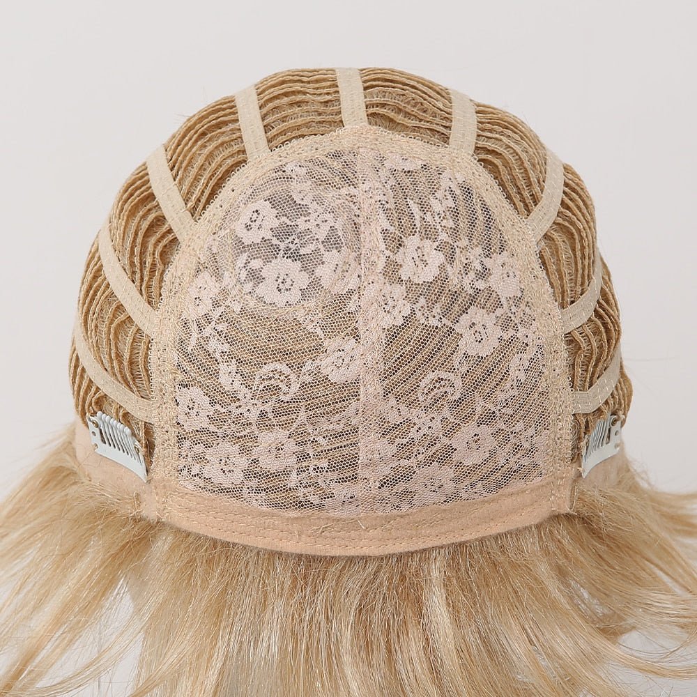 Short Pixie Blonde Silver Human Hair Blend with Bangs - HairNjoy