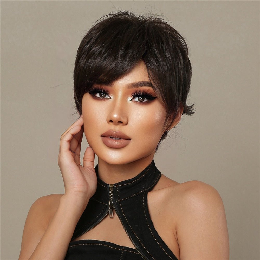 Short Pixie Human Hair Blend Bob Short Wigs - HairNjoy