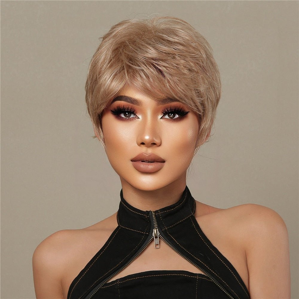 Short Pixie Human Hair Blend Bob Short Wigs - HairNjoy