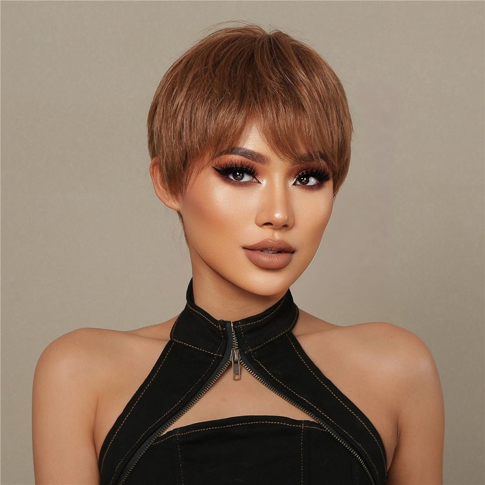 Short Pixie Human Hair Blend Bob Short Wigs - HairNjoy