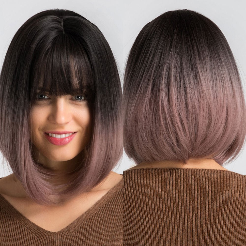 Short Straight Bob Wigs with Bangs - HairNjoy