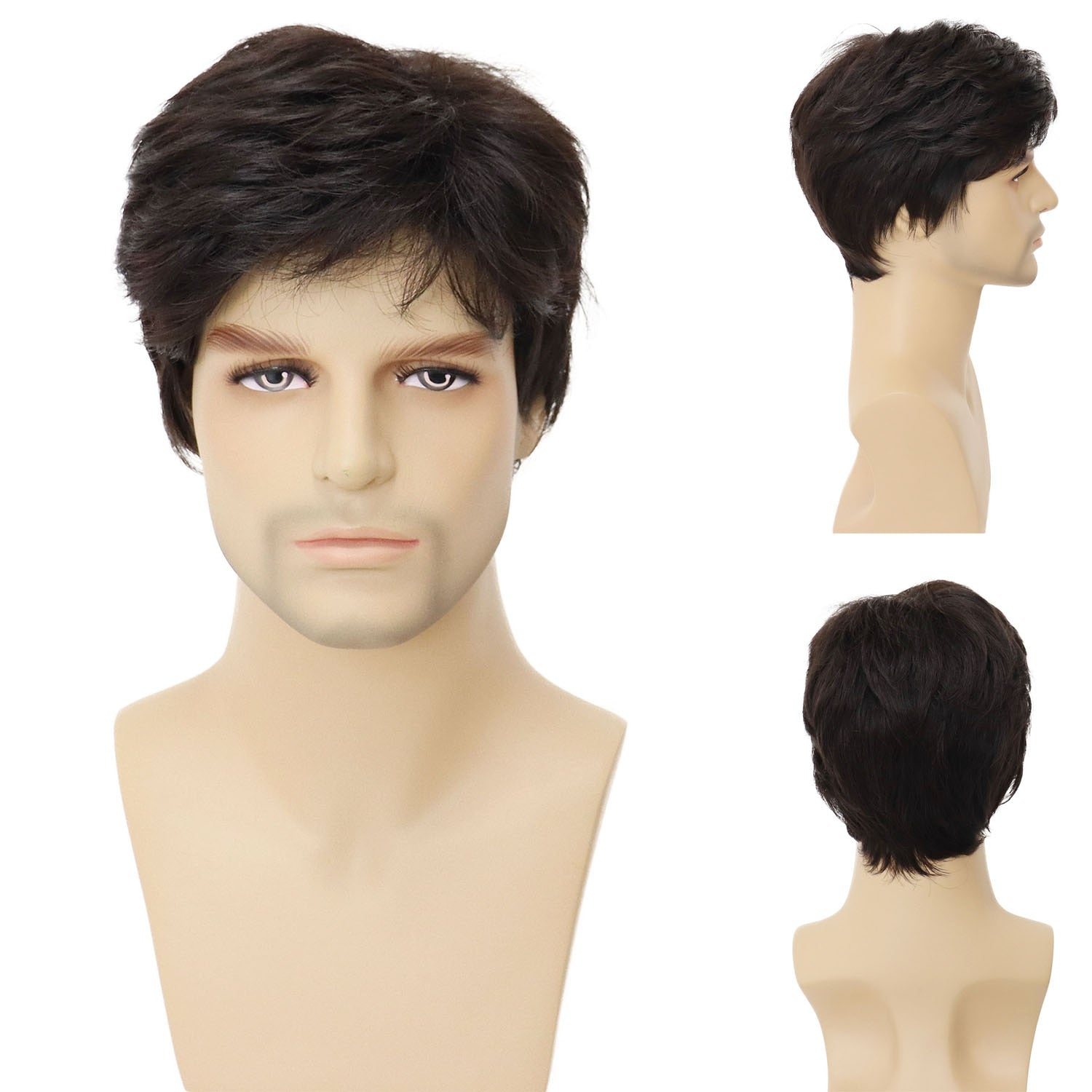 Short Synthetic Men Wig with Bangs - HairNjoy