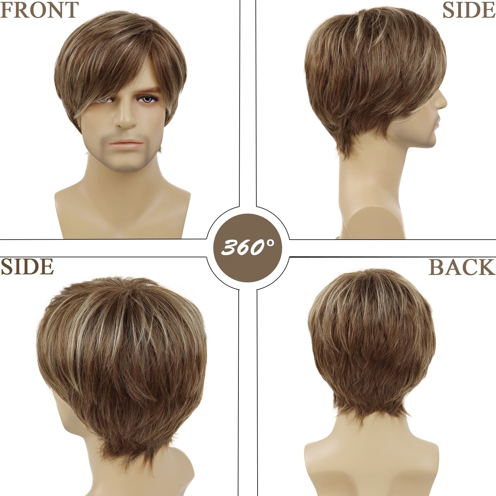 Short Synthetic Men Wig with Bangs - HairNjoy