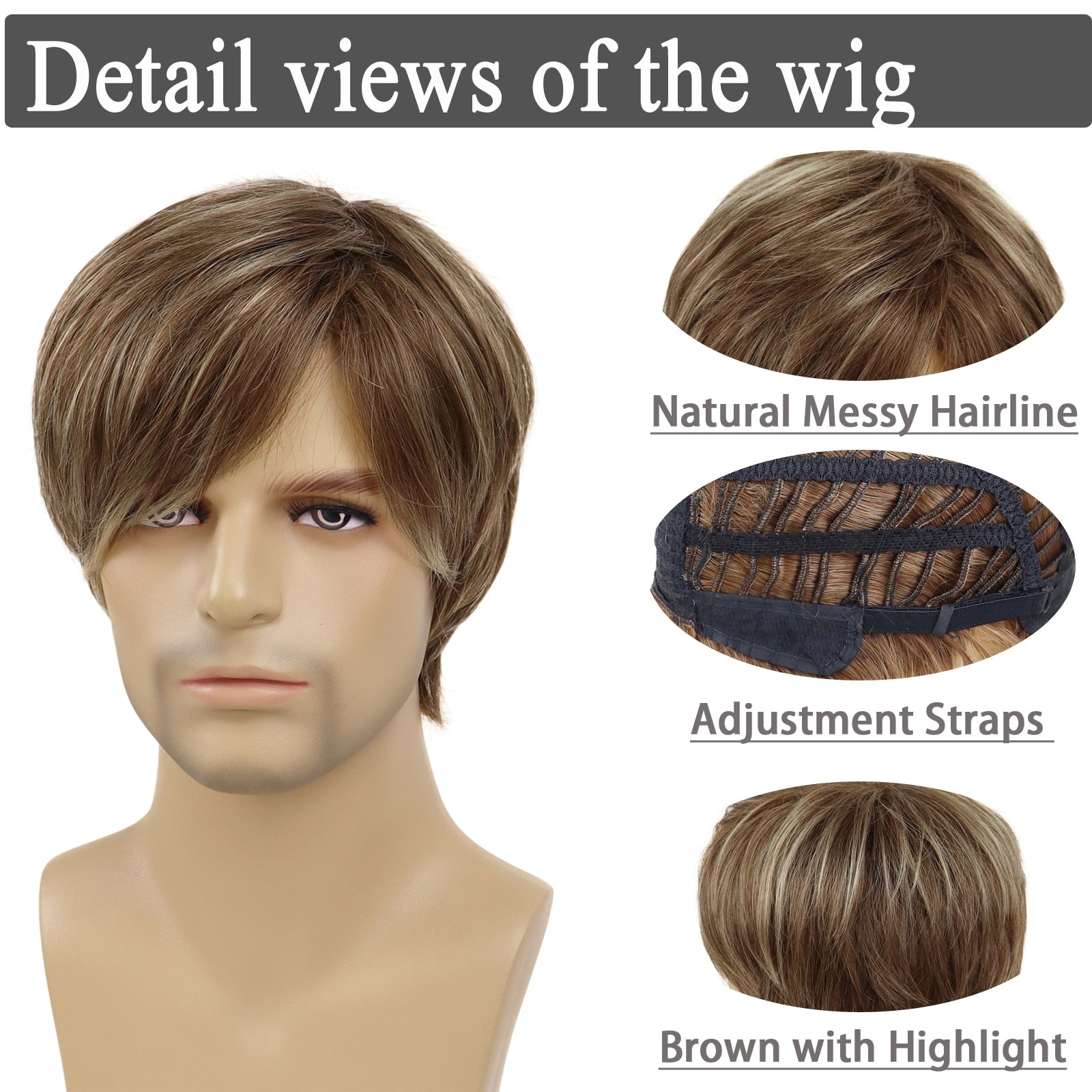 Short Synthetic Men Wig with Bangs - HairNjoy