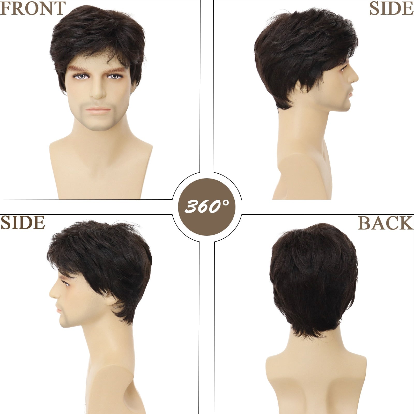 Short Wigs for Men Synthetic Wig with Bang - HairNjoy