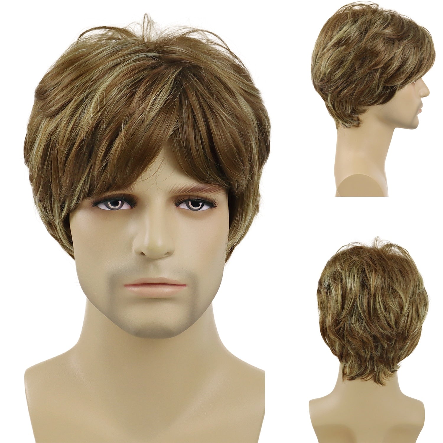 Short Wigs for Men Synthetic Wig with Bang - HairNjoy