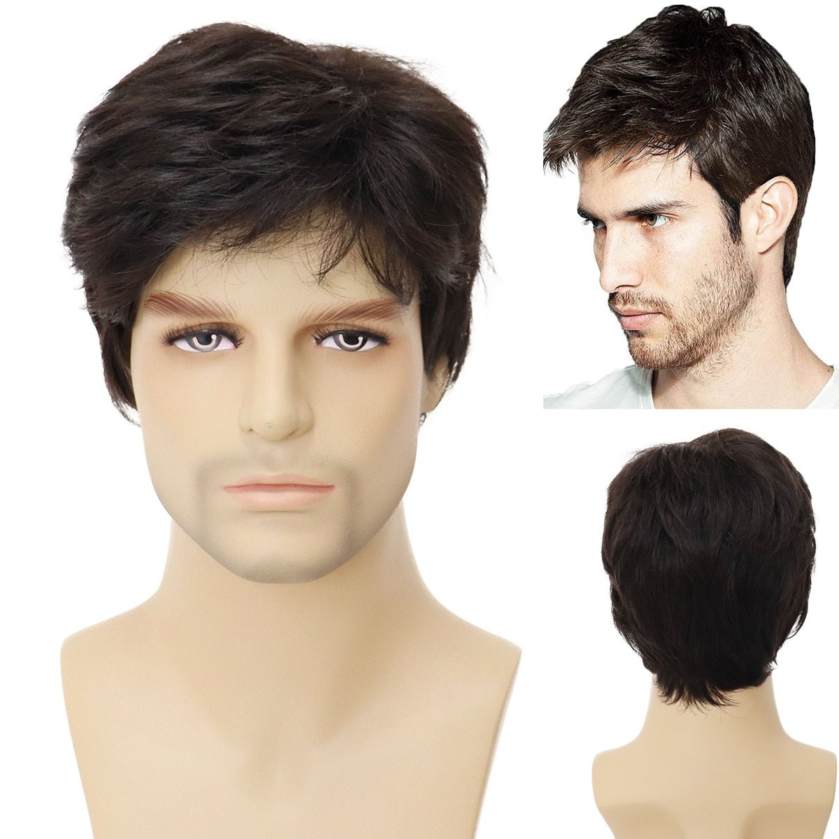 Short Wigs for Men Synthetic Wig with Bang - HairNjoy