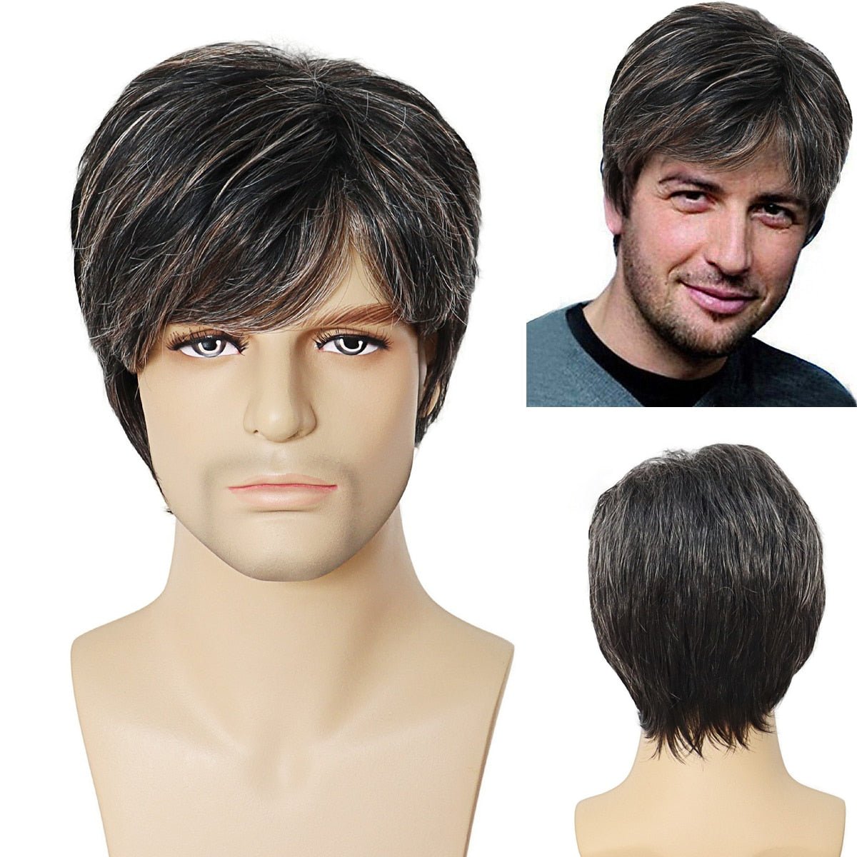 Short Wigs for Men Synthetic Wig with Bang - HairNjoy