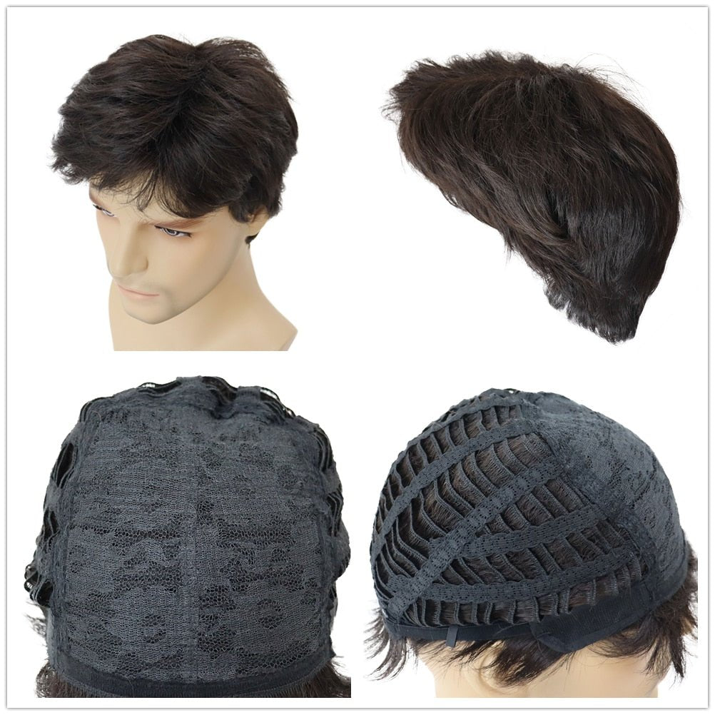 Short Wigs for Men Synthetic Wig with Bang - HairNjoy