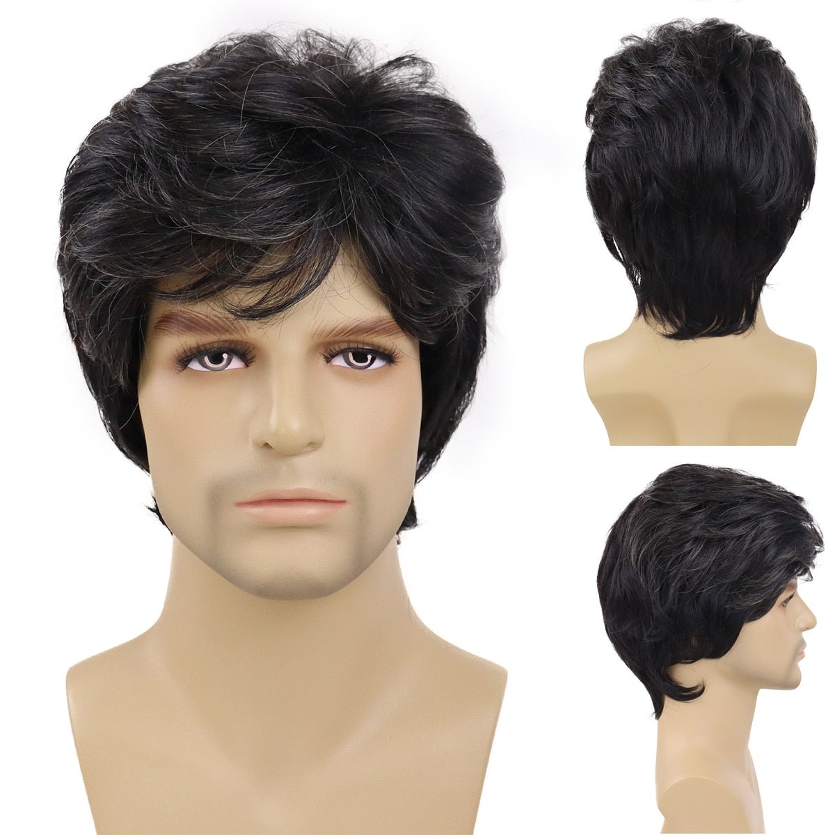 Short Wigs for Men Synthetic Wig with Bang - HairNjoy