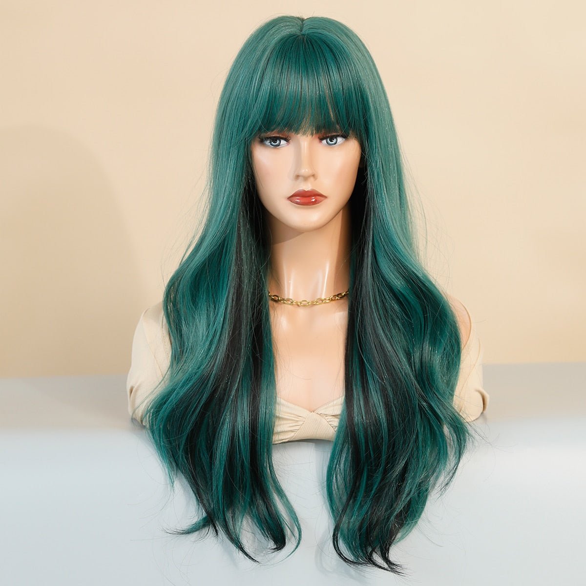Smokey Green High Lights Synthetic Wigs - HairNjoy