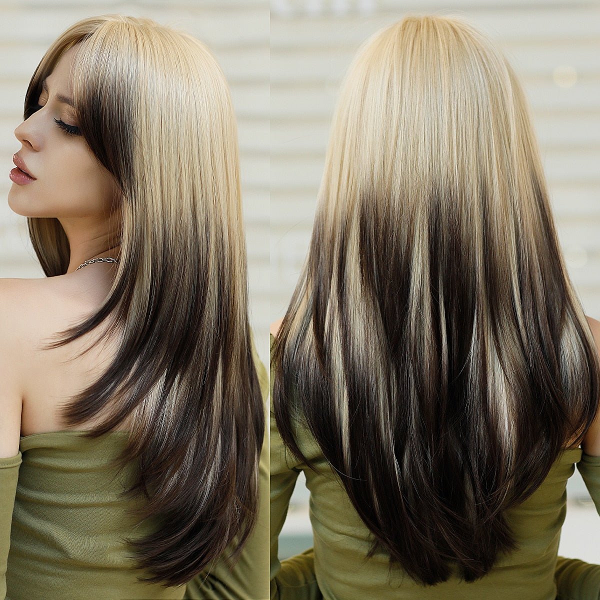 Straight Blonde High Light Brown Wig - HairNjoy