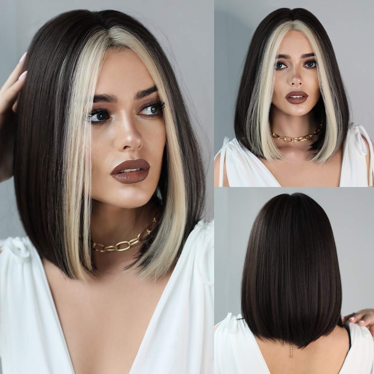 Straight Bob Highlight Black Wigs - HairNjoy