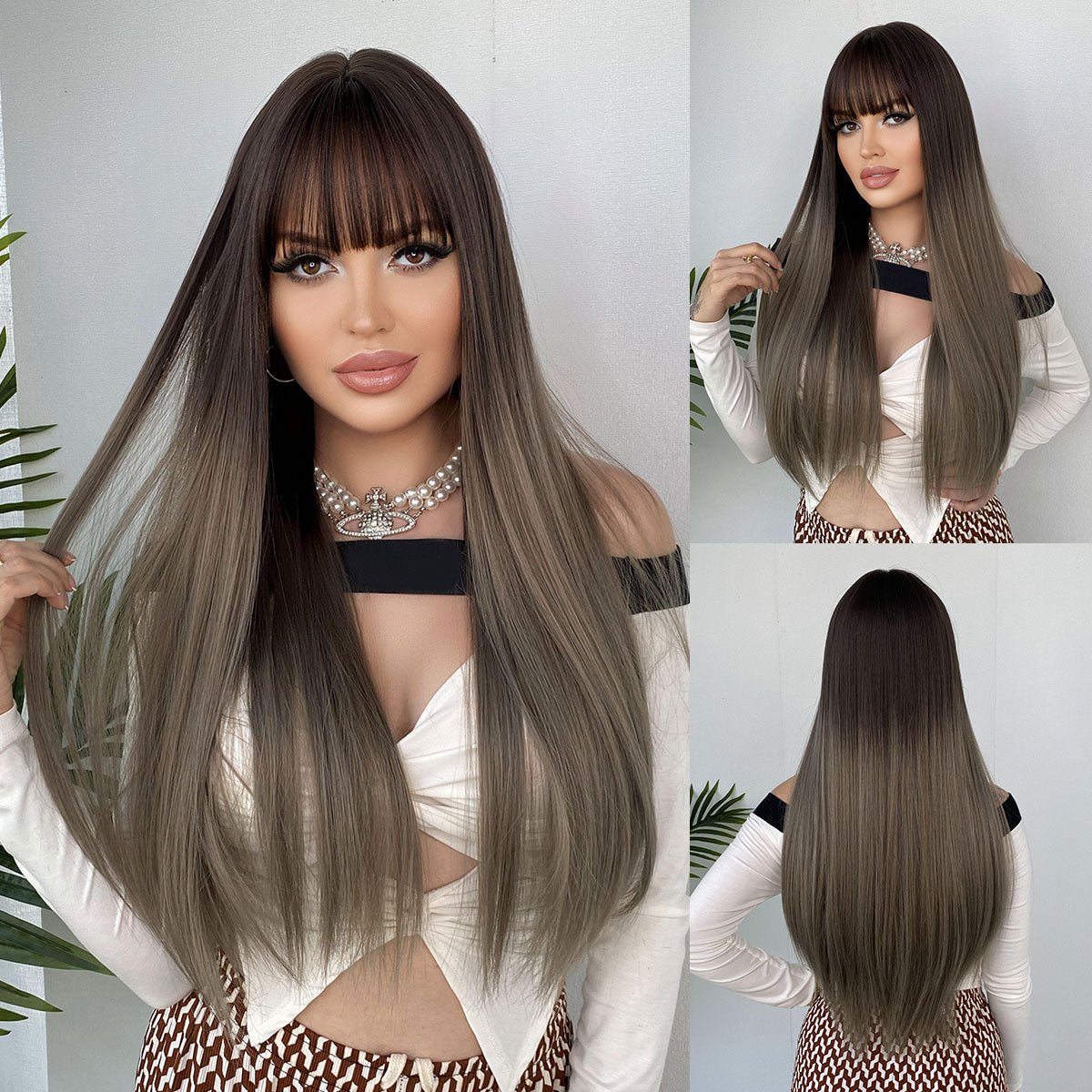 Straight Long Brown Ash Blonde Hair - HairNjoy