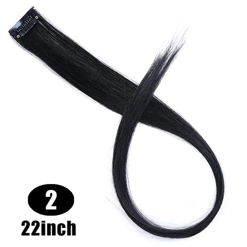 Straight Rainbow Cord Clip on Hair Extension - HairNjoy