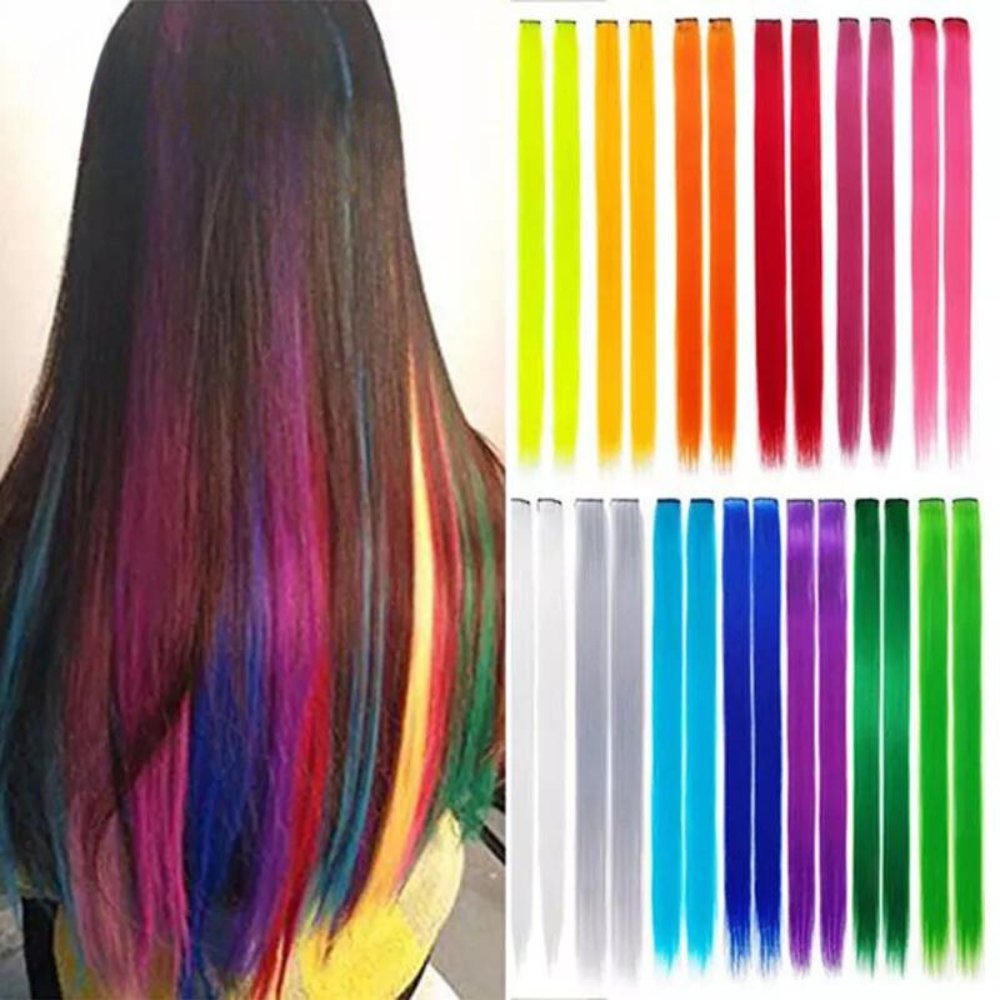 Straight Rainbow Cord Clip on Hair Extension - HairNjoy
