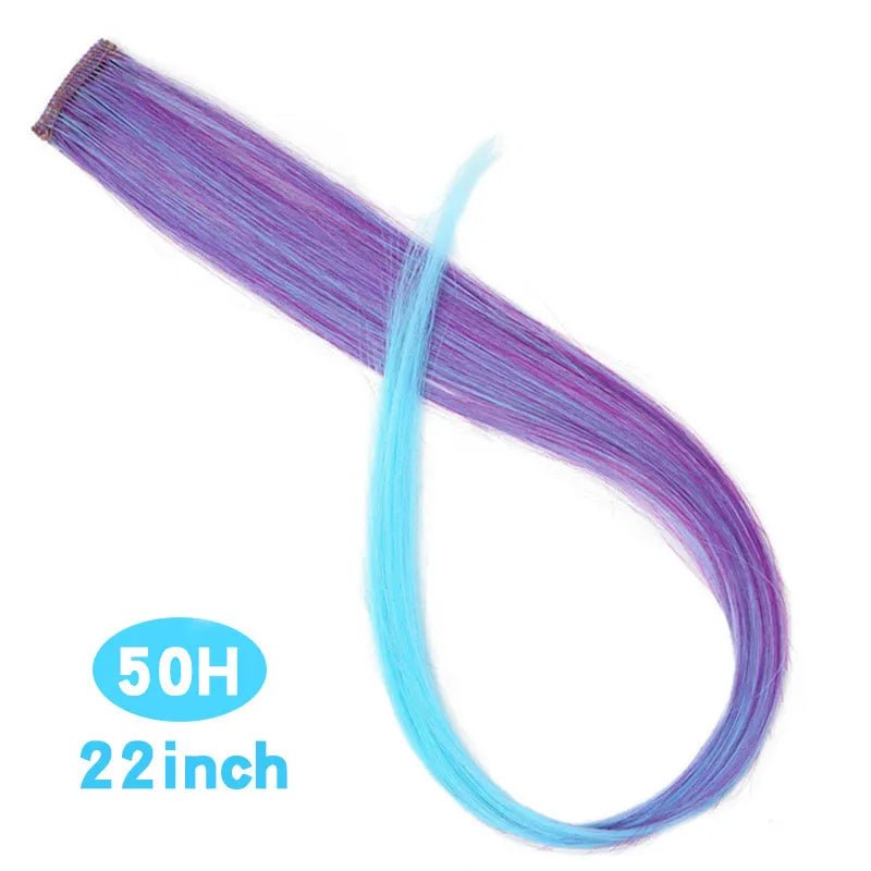 Straight Rainbow Cord Clip on Hair Extension - HairNjoy