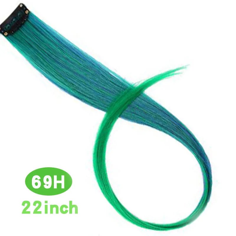 Straight Rainbow Cord Clip on Hair Extension - HairNjoy