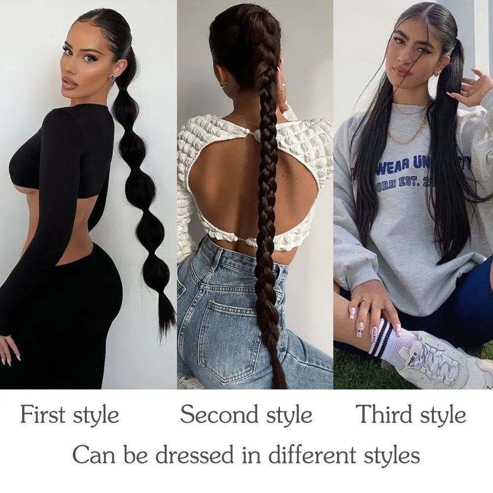 Synthetic Long-Braided Ponytail Hair Extension - HairNjoy