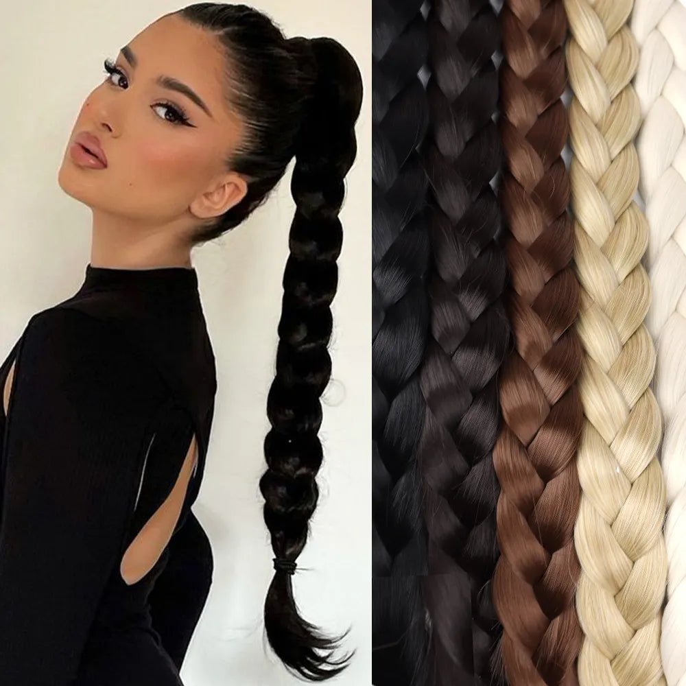 Synthetic Long-Braided Ponytail Hair Extension - HairNjoy