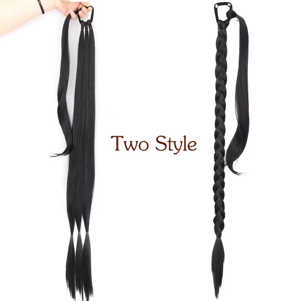 Synthetic Long-Braided Ponytail Hair Extension - HairNjoy