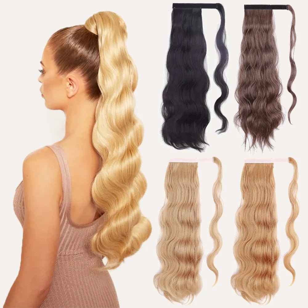 Synthetic Long Hollywood Wave Ponytail Hair Extension - HairNjoy