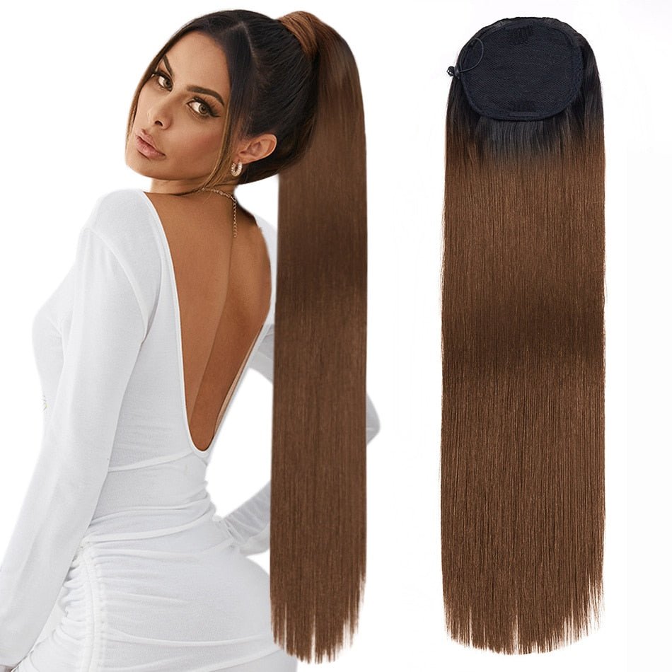Synthetic Long Straight Drawstring Ponytails - HairNjoy