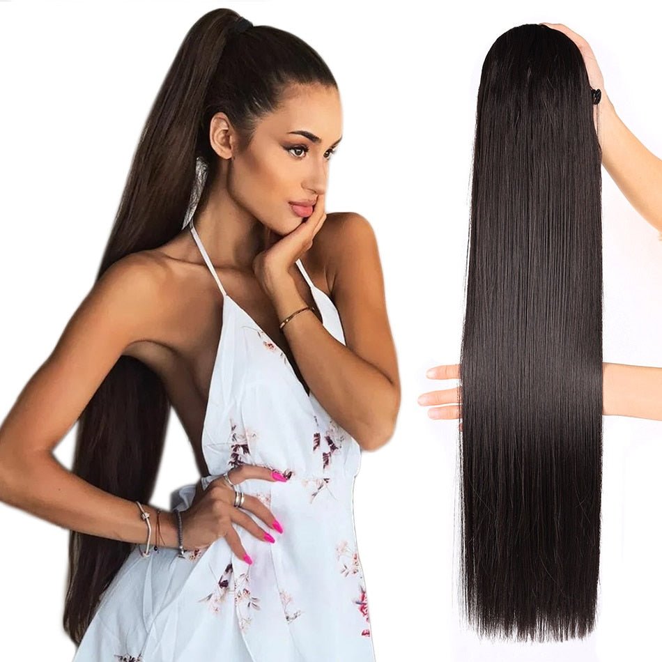 Synthetic Long Straight Drawstring Ponytails - HairNjoy