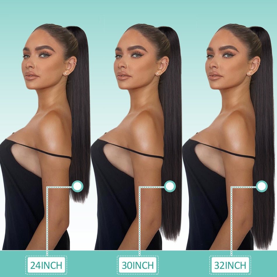 Synthetic Long Straight Drawstring Ponytails - HairNjoy