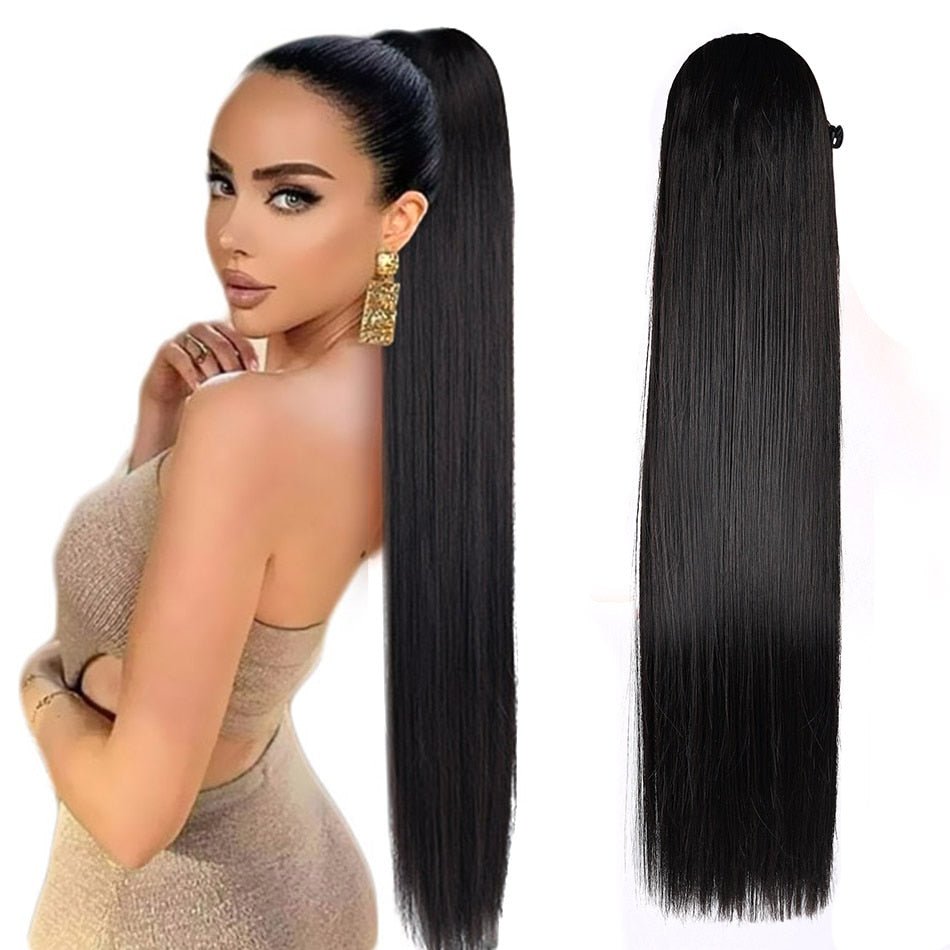 Synthetic Long Straight Drawstring Ponytails - HairNjoy