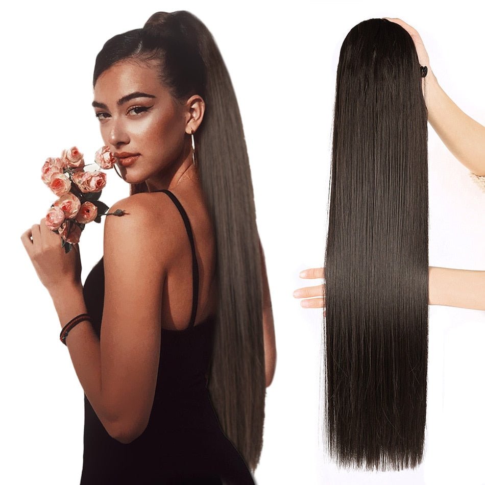 Synthetic Long Straight Drawstring Ponytails - HairNjoy