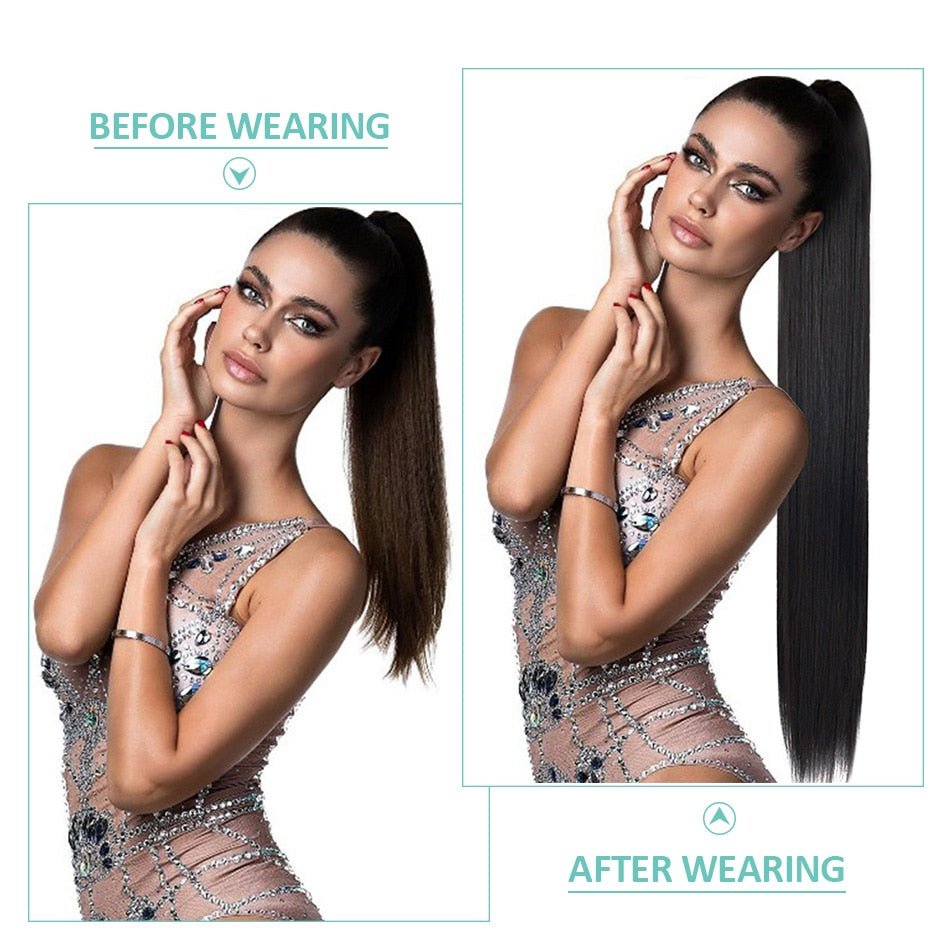 Synthetic Long Straight Drawstring Ponytails - HairNjoy