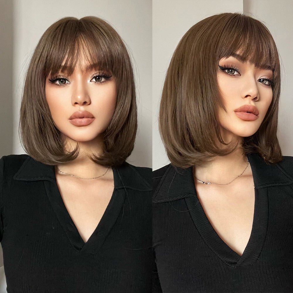 Synthetic Women's Short Brown Wigs - HairNjoy