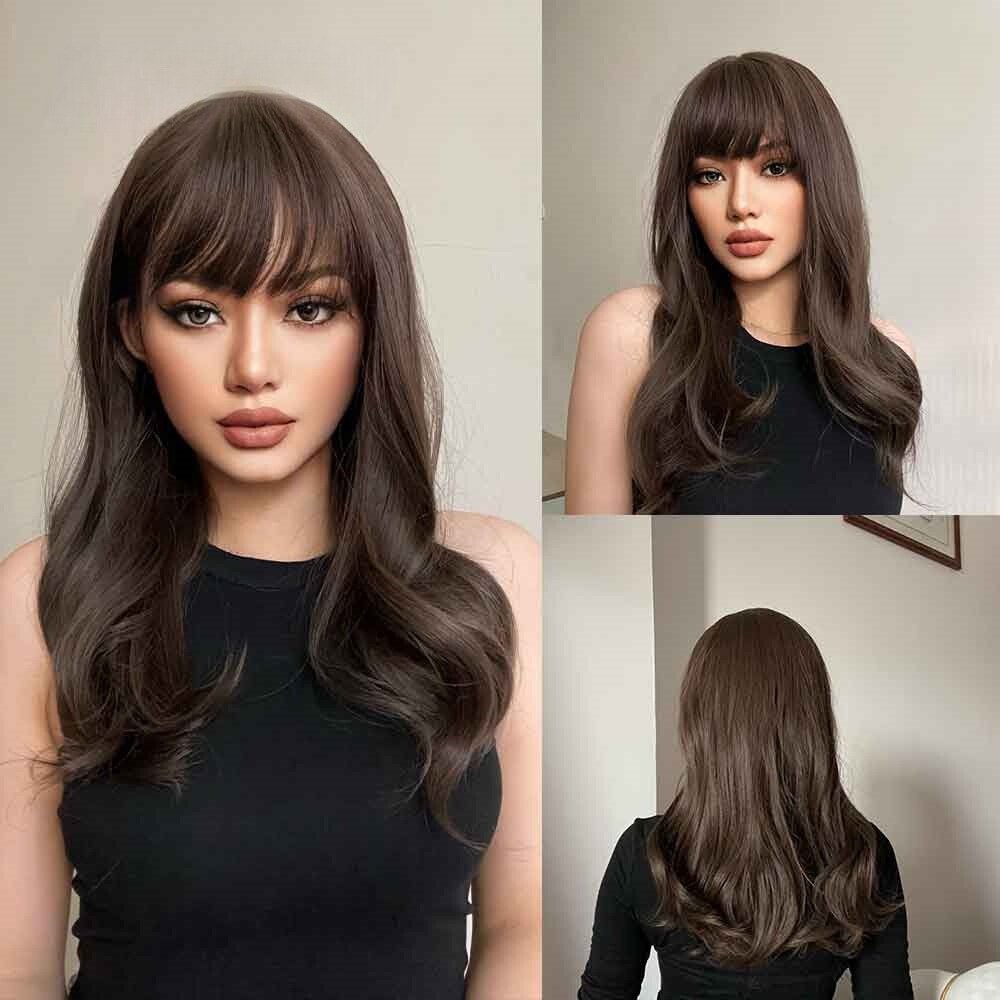 Wavy Long Brown Hair Synthetic Wig - HairNjoy