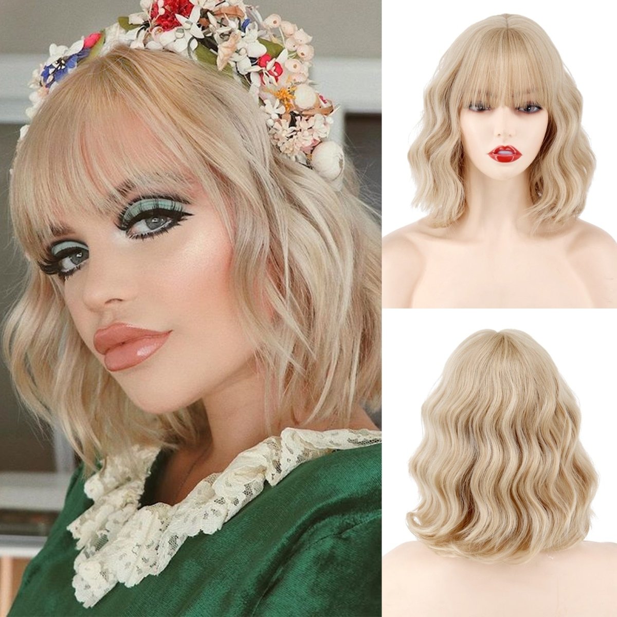 Wavy Short Blonde Synthetic Wigs - HairNjoy
