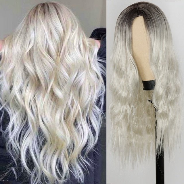 White Ash Blonde Wavy Hairstyle Synthetic Wigs - HairNjoy