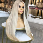 Ash Blonde Ombre Straight Wigs - HairNjoy