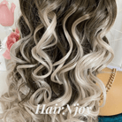 Ash Blonde Ombre Wavy Wig with Dark Roots - HairNjoy