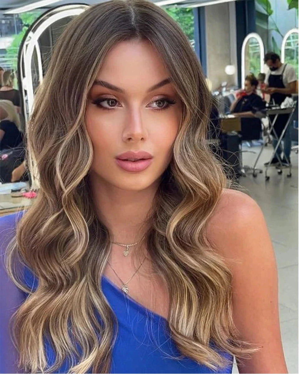 Ash Brown Blonde Balayage Highlights Wig - HairNjoy