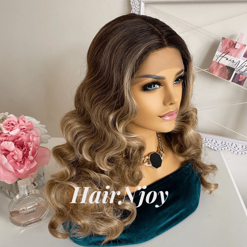 Ash Brown Honey Blonde Balayage Lace Front Wig - HairNjoy